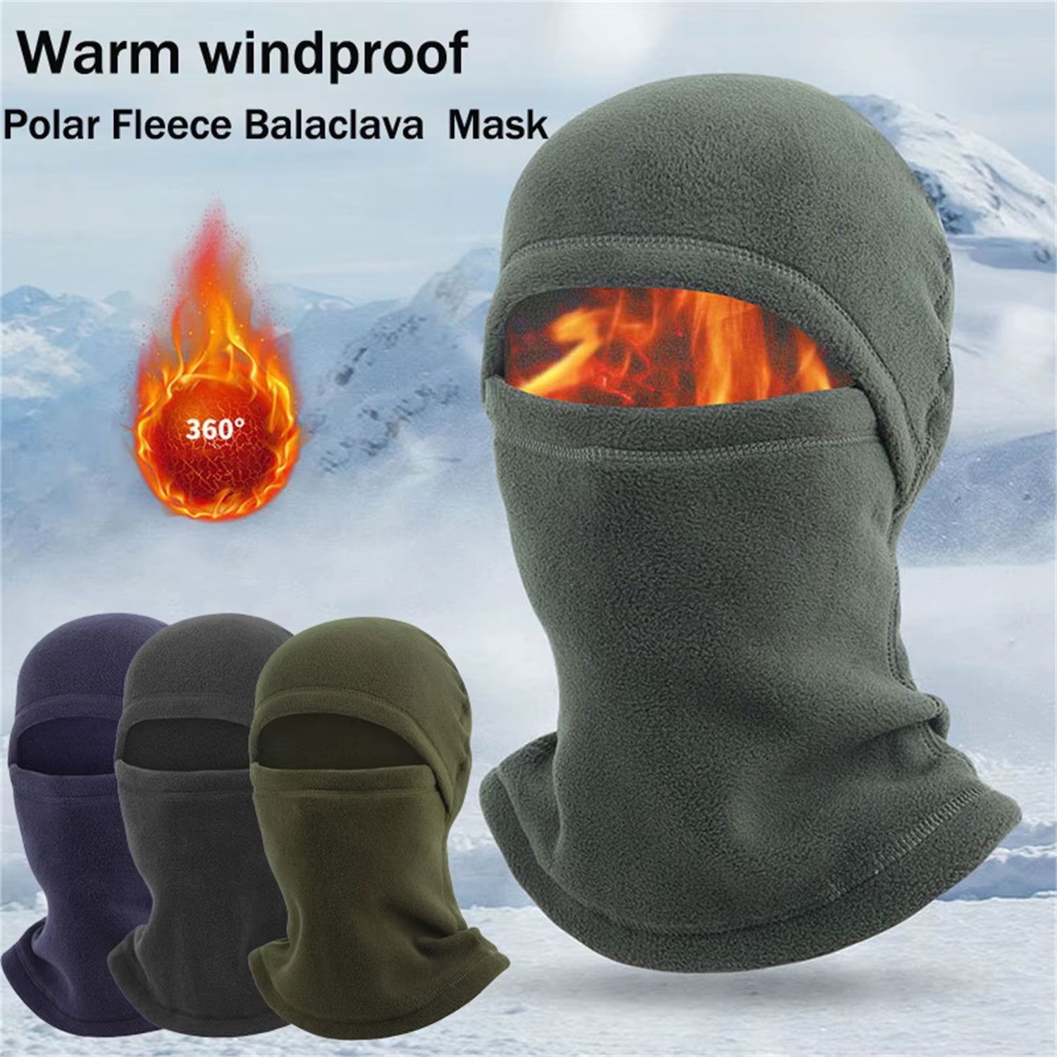 Winter Warm Polar-Fleece Balaclava Unisex Full Face Mask Neck Warmer Cycling Skiing Motorcycling Winter Sports Cap Face Cover